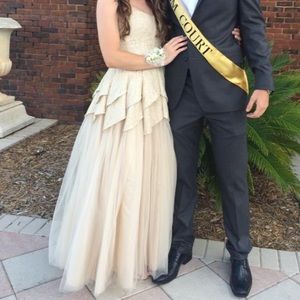 david’s bridal formal homecoming gold prom dress